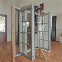 Fenêtre extérieure de villa de luxe DEMEA avec design de grilles françaises personnalisées pour maisons, fenêtre à battant en bois massif à double vitrage isolant