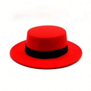 Spring New Creative Decorative Flat Top <b>Hat</b> Trend Casual Fedora <b>Hat</b> with Ribbon Band - Product Image 6