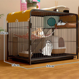 Luxe duurzame ijzeren solide grote meerlaagse katten- en hondenkooi met kunststof lade en bak, zwart, op maat gemaakt voor alle seizoenen - Product Image 4