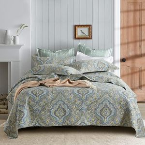 Couvre-lit réversible de luxe en coton Autumn <span class=keywords><strong>Dream</strong></span> 3 pièces avec motif damassé classique Paisley King Size - Product Image 1