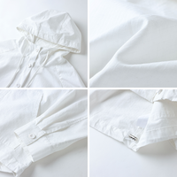 Jaket Hoodie Wanita Putih Lengan Panjang Kancing Depan Tali Serut Kantong Depan Hem yang Dapat Disesuaikan Santai Kasual Sehari-hari
