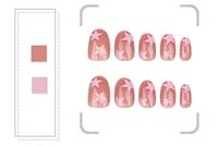 Design JP3743 Vente en gros de haute qualité Rond court avec étoiles roses Ongles à coller Ongles artificiels réutilisables
