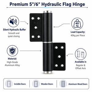 Charnière à ressort hydraulique robuste de 5 à 6 pouces en alliage d'aluminium noir mat, silencieuse, avec amortisseur décalé, pour porte en bois d'hôtel - Product Image 3