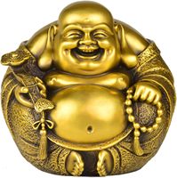 Statue de Bouddha riant en or en laiton moulé en gros pour la décoration intérieure