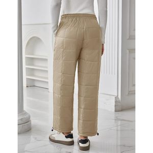 FOXA Women Winter Quilted <b>Down</b> Pants Lightweight Wide Leg Snow <b>Trousers</b> Casual Breathable With Pockets - Product Image 4