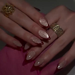 Uñas Acrílicas Postizas, 24 Piezas, Color Rosa, Uñas Adhesivas, Estilo Francés, Diseño de Fantasía, Nuevas Puntas de Uñas Artísticas - Product Image 2