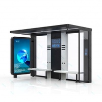 Abri de bus préfabriqué en acier rectangulaire, nouvelle innovation, bon prix, avec éclairage LED 12V et verre trempé pour publicité