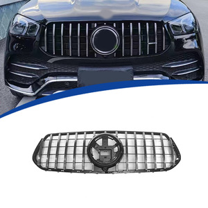 กระจังหน้ารถยนต์เมอร์เซเดส-เบนซ์ GLE Sport W167 สีดำเงา ABS ลายเส้นสีเงินแนวตั้ง ปี 2020-2023 - Product Image 1