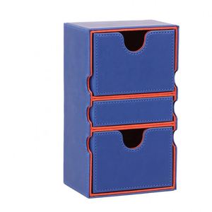 Boîte de rangement pour cartes en cuir PU personnalisée FX avec 3 compartiments, portable pour l'organisation des jeux de cartes, couleur bleue disponible - Product Image 4