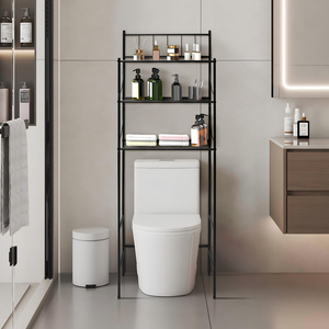 Estante de Baño Metálico de 3 Niveles con Panel Trasero Decorativo Perforado, Organizador de Baño que Ahorra Espacio - Product Image 6