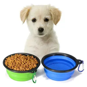 Bahan mangkuk anjing yang dapat dilipat aman dan aman untuk digunakan mudah dibawa saat bepergian dan merupakan kebutuhan untuk keluarga anjing