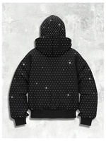 Sweat-shirt à capuche noir pour homme avec strass, manches scintillantes numériques, pull décontracté 100 % coton écologique, collection automne