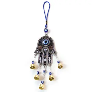Fatima Hand Wind chimes hanging retro European blue eye accessory pendant Decorations on the wall turkish eye jewelry