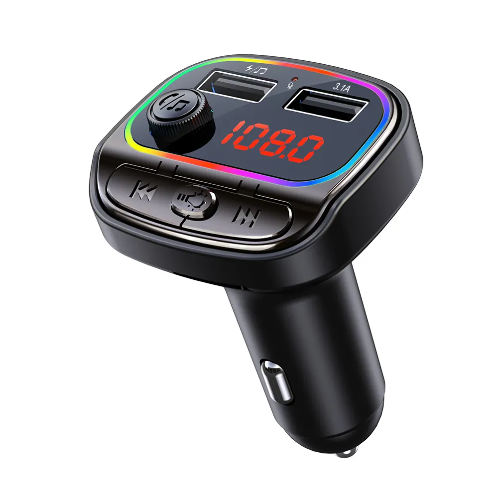 C21 RGB Licht Auto MP3 BT und FM Sender Audio Car Mp3 Player Kit Auto schnelleres Ladegerät mit zwei USB-und TF-Kartens chnitt stellen