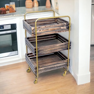 Customized Design Iron 3-Tier Modern Durable Food Catering Drinks <b>Serving</b> <b>Trolley</b> Cart for Hotel Restaurant Wedding Party Bar - Product Image 1