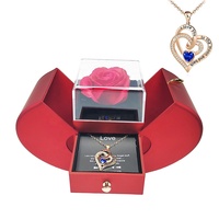 Boîte d'emballage en plastique pour collier avec couvercle en acrylique personnalisé avec logo, boîte cadeau fleur rose, cadeau pour la Saint-Valentin