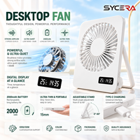 Ventilateur de bureau USB 2000 mAh - Ventilateur personnel rechargeable ultra-plat, fonctionnement silencieux, service OEM/ODM et personnalisation du logo