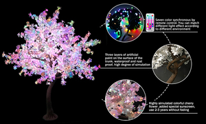 Arbre d'érable artificiel à feuilles blanches LED chinoises Toprex pour événements de mariage et fêtes, décoratif, 3M 2.5M, pour extérieur et jardin - Product Image 3