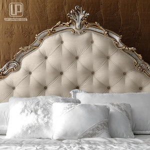 Italian Silver Leaf Upholstered French <b>Bed</b> Wooden <b>Bed</b> 100% Hand Antique French <b>Bed</b> With Headboard - Product Image 2