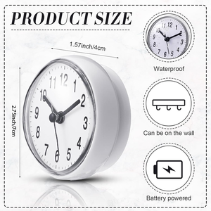 <span class=keywords><strong>Horloge</strong></span> de salle de bain, petite <span class=keywords><strong>horloge</strong></span> murale numérique blanche avec cadran facile à lire <span class=keywords><strong>pour</strong></span> la salle de bain, les fournitures de <span class=keywords><strong>piscine</strong></span> (ventouse) - Product Image 2