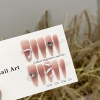 Faux ongles à presser faits main, style gothique, crâne rouge, croix 3D de luxe, réutilisables, longs, forme stiletto, à coller