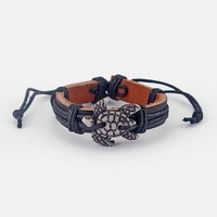 Bracelet en cuir de tortue blanc/marron/rasta tribal surfeur de mer, bracelet de surf, charme tendance