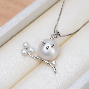 สร้อยคอเงินแท้ S925 รูปนกบาโรกประดับมุก พร้อมหยกและหยกเจียรสำหรับผู้หญิง ดีไซน์โปร่ง ทำมือ 100% สำหรับงาน DIY - Product Image 3