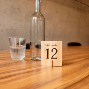 Piatti di alta qualità del ristorante per matrimoni caffè in legno con codici QR con Logo inciso su misura numero di testo QR Code Menu tabella - Product Image 2