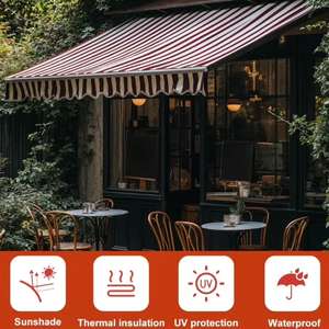 Auvent rétractable moderne en aluminium avec bras pliables, revêtement en poudre imperméable en PVC, pour terrasse extérieure, avec télécommande, 8 m - Product Image 3