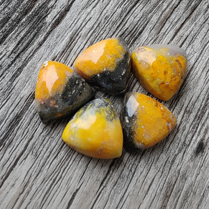 Wholesale Lavira Natural Bumblebee Jasper Trillion Cut Cabochon High Flat Back Calibrated Gemstone ID 8mm 14mm Sizes Loose - Product Image 1