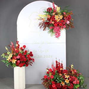 Boule de fleurs séchées en soie rouge vif chinoise pour centres de table de mariage et décorations de Noël - Product Image 2