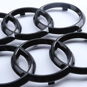 202mm 285mm 4 anneaux emblème calandre et coffre arrière Chrome brillant noir mat ABS Badge pour <span class=keywords><strong>AUDI</strong></span> A1 A4 A6 A8 Q2 Q8 S5 S7 R8 RS6 - Product Image 1