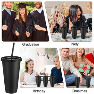 Vasos de Plástico Reutilizables con Tapas y Pajitas, Vasos Personalizados con Logotipo para Café Helado, Vasos de Plástico Negros de 24 oz al por Mayor - Product Image 6