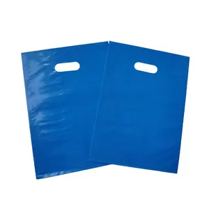 Wholesale pe/ldpe foldable clothes carry poly bag custom die cut handle clothing packaging plastic bag