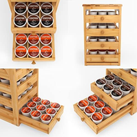 Organisateur de tiroir à café grande capacité 72 dosettes, support en bambou à 4 niveaux pour dosettes Nespresso K-Cup, comptoir de cuisine, bar à café