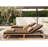 Table basse d'extérieur au design minimaliste en teck massif, mobilier de haute qualité pour jardin