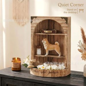 Wooden Pet <b>Urn</b> With Photo Frame Rectangle Solid Wood Dog <b>Cat</b> Memorial Box Home Use Durable - Product Image 3