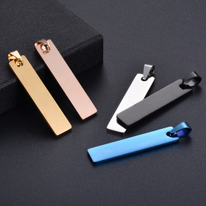 Vente chaude pour le commerce extérieur : Pendentif rectangulaire en acier inoxydable, accessoires, lettrage lisse, pendentif long, porte-clés DIY - Product Image 4