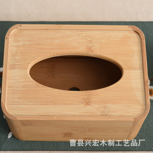Bamboo Tissue Box Natural Wood Color <b>For</b> Home Office Hotel Car <b>Bathroom</b> Use <b>Pull</b> Out Tissues - Product Image 4
