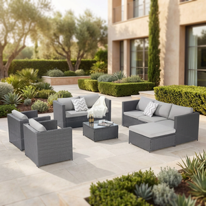 Ensemble <span class=keywords><strong>de</strong></span> canapés d'extérieur <span class=keywords><strong>de</strong></span> luxe <span class=keywords><strong>haut</strong></span> <span class=keywords><strong>de</strong></span> <span class=keywords><strong>gamme</strong></span> en rotin, mobilier <span class=keywords><strong>de</strong></span> <span class=keywords><strong>jardin</strong></span> au design moderne pour les jardins et cours arrière - Product Image 1