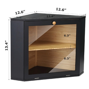 Boîte de rangement de <span class=keywords><strong>pain</strong></span> d'angle en bambou <span class=keywords><strong>à</strong></span> double couche de grande capacité en bois pour comptoir de cuisine - Product Image 4