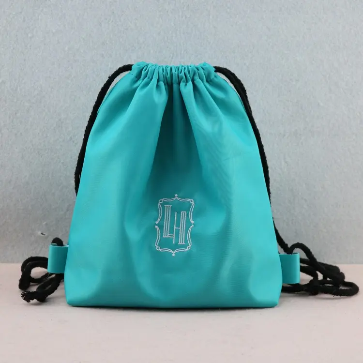 Özel logo ile pamuklu çanta tuval seyahat sırt çantası İpli alışveriş çantası
