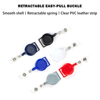Vente en gros Boucle à tirer facile 32mm Longe rétractable Bobine de badge Porte-clés avec vinyle Plastique Sangle d'identification Cou Corde Porte-badge Clip