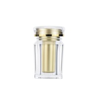 Flacon d'emballage médicinal en plastique acrylique transparent de qualité alimentaire 30 ml, conteneur carré pour capsules et comprimés, double couche à vis