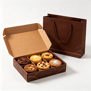 Boîte cadeau de luxe <span class=keywords><strong>Double</strong></span> Bakery Gold pour biscuits géométriques avec sac en papier, ensemble de six compartiments, emballage personnalisé, vente en gros, conception gratuite - Product Image 1