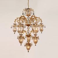 Grand luminaire suspendu français, style européen classique, style marocain, lustre antique en laiton pour escalier