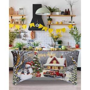 ผ้าคลุมโต๊ะยืดได้แบบยืดหยุ่นในฤดูหนาวสำหรับโต๊ะสี่เหลี่ยมผืนผ้า8ฟุตสำหรับงานแต่งงานเทศกาลคริสต์มาสงานค็อกเทลปาร์ตี้4ft สำหรับโรงแรม - Product Image 3