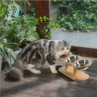 Support de support de bol de chat léger surélevé en bois écologique support d'eau de nourriture surélevé 15 support incliné pour une utilisation en intérieur chats chiens