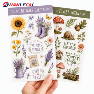 Custom Botanical Sticker Set Watercolor Wildflower <strong>Mushroom</strong> Cactus Plant Design Die Cut Art Stickers for Scrapbook Laptop Gift - Product Image 2