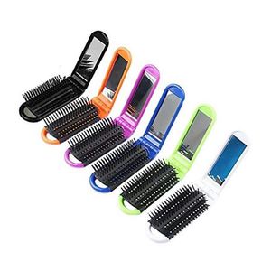 <b>Hot</b> Sale Custom Logo Screen Printed Plastic New Design High Quality Fashion Fold Portable Ribs Shape Hair Brush <b>Comb</b> with Mirror - Product Image 2